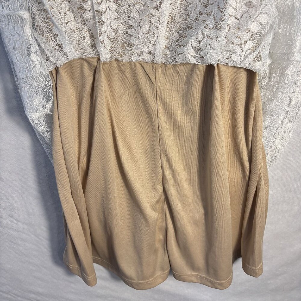 Lulus White & Beige Lace V-Neck Sleeveless Dress - Picture 10 of 11